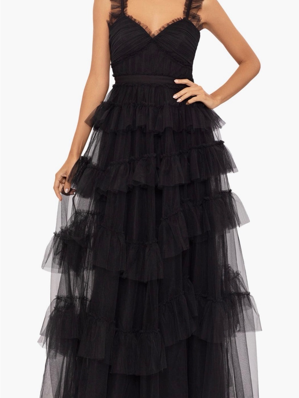 NWT (Green) Betsy & Adam Tulle Full Length Dress, Size 10